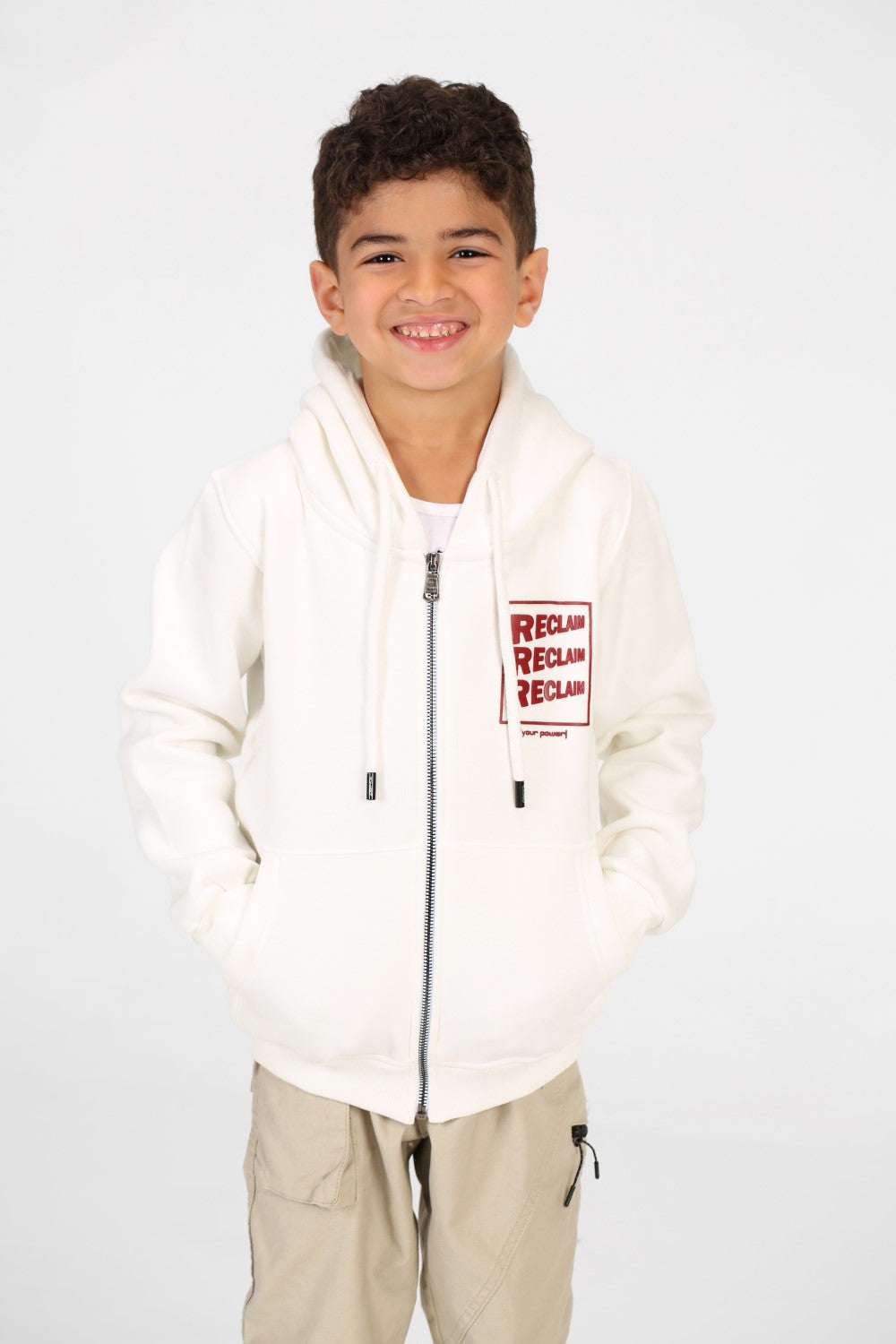 سويت شيرت مطبوع للأولاد بسحاب وجيوب وأكمام طويلة