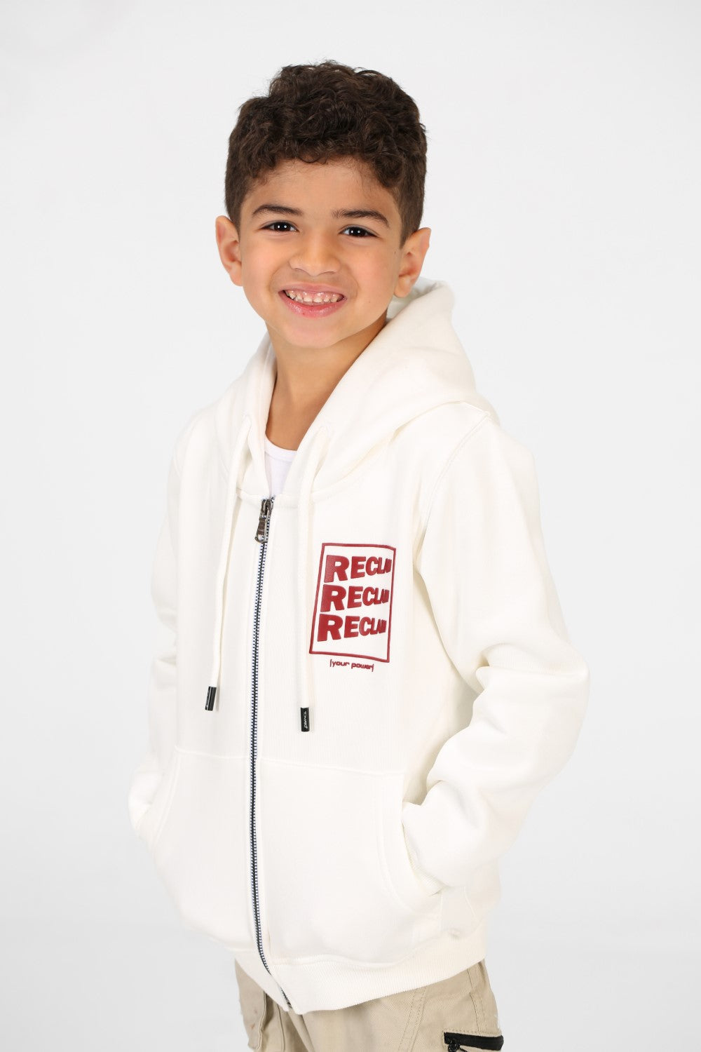 سويت شيرت مطبوع للأولاد بسحاب وجيوب وأكمام طويلة