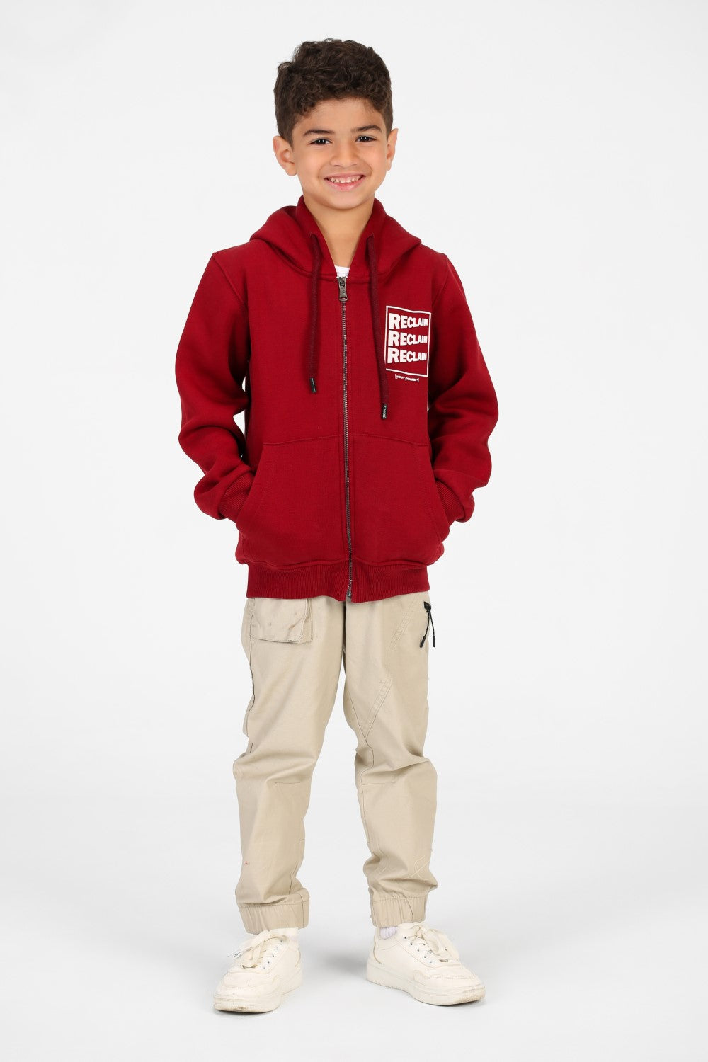 سويت شيرت مطبوع للأولاد بسحاب وجيوب وأكمام طويلة