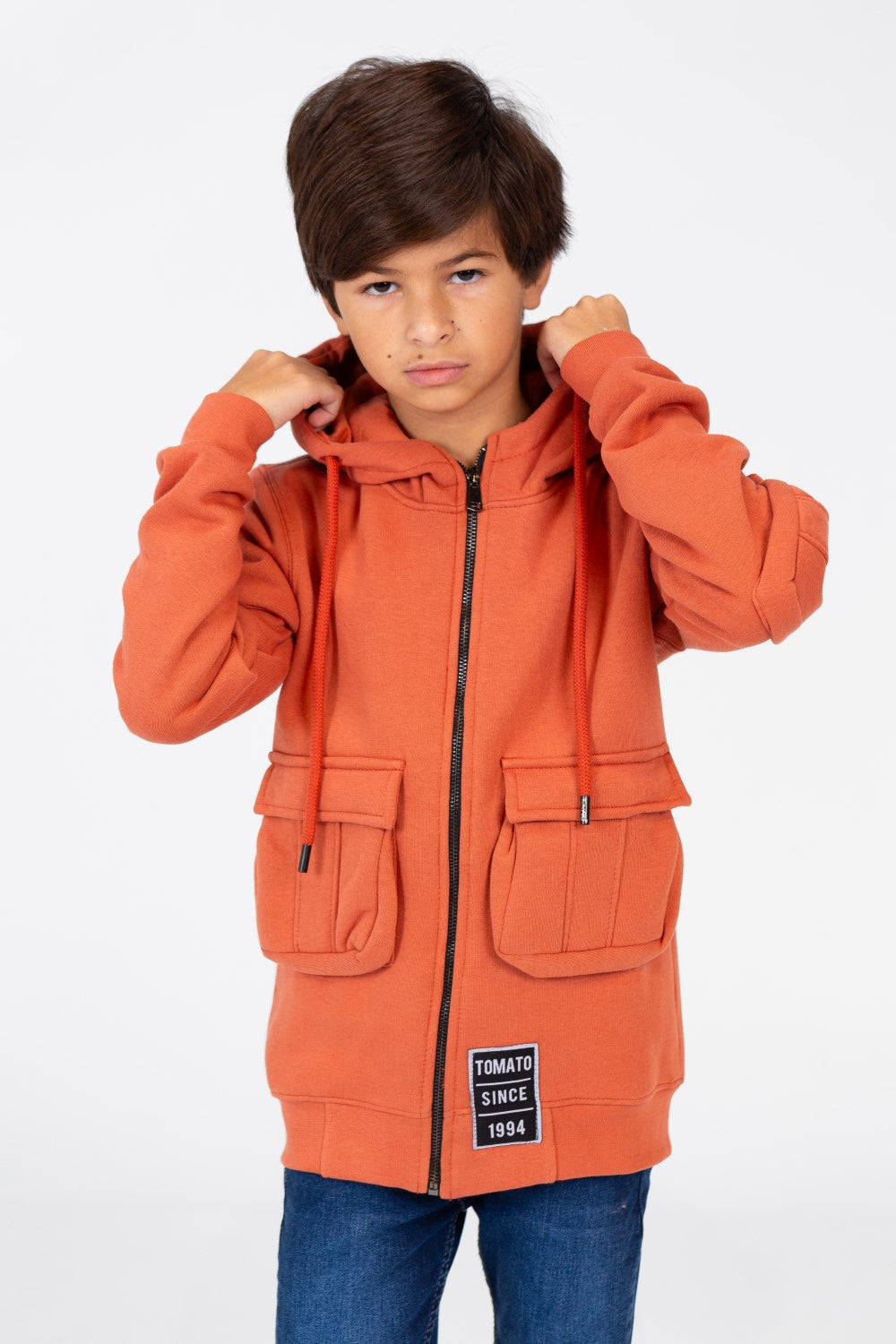 سويت شيرت للأولاد بغطاء رأس وسحاب أمامي وجيوب