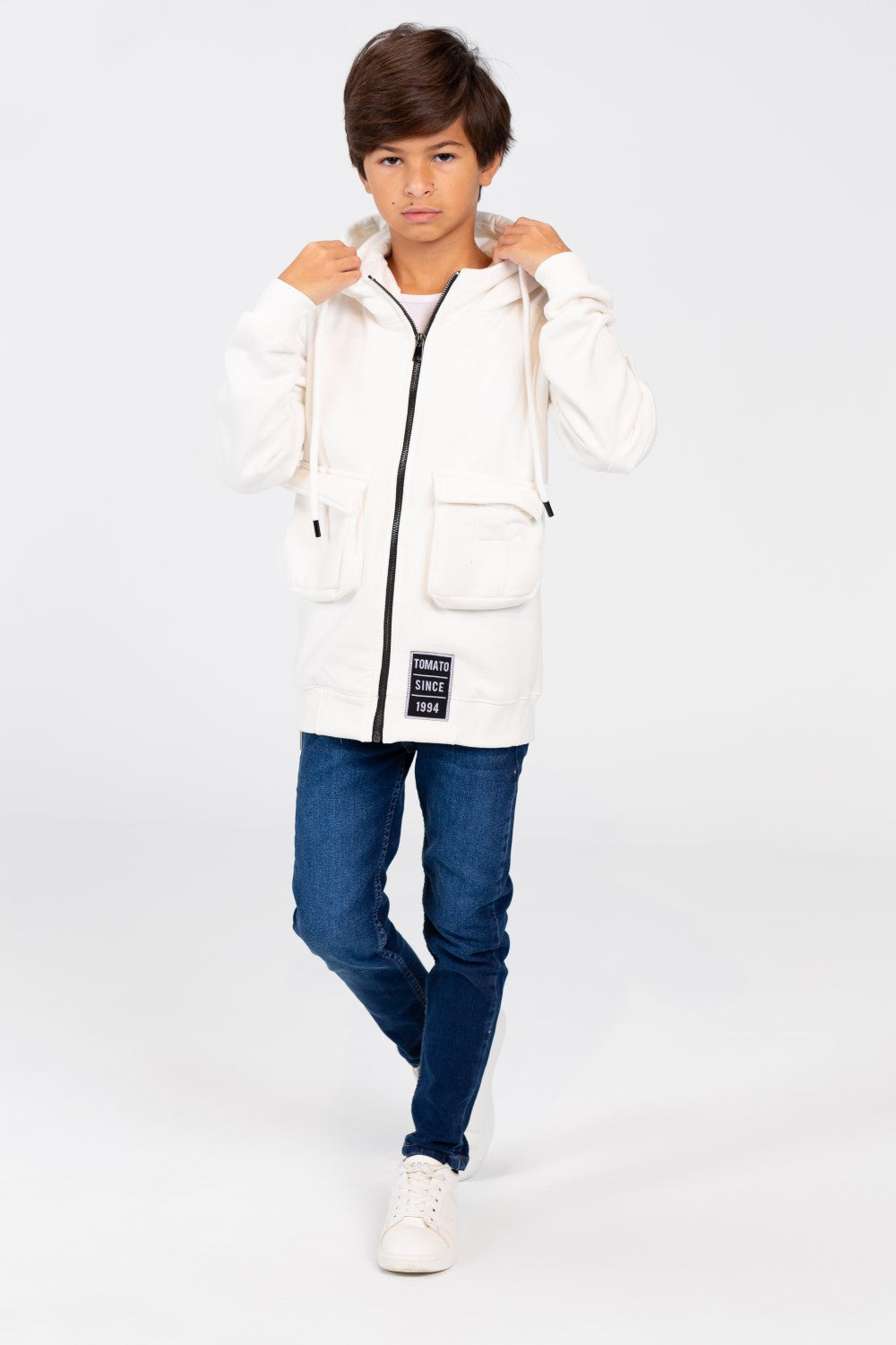 سويت شيرت للأولاد بغطاء رأس وسحاب أمامي وجيوب