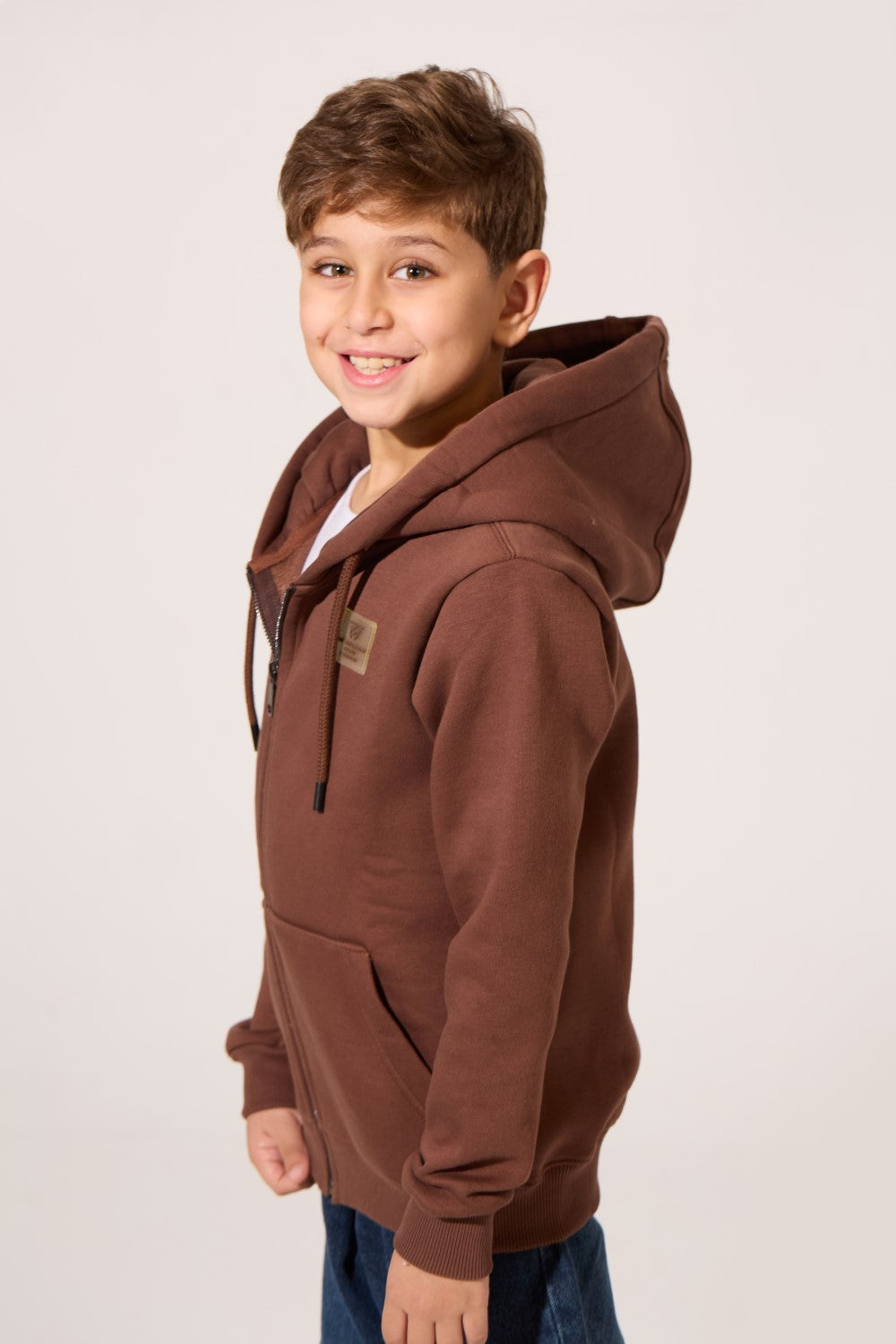 سويت شيرت توماتو كامل بسحاب أمامي وغطاء رأس للأولاد