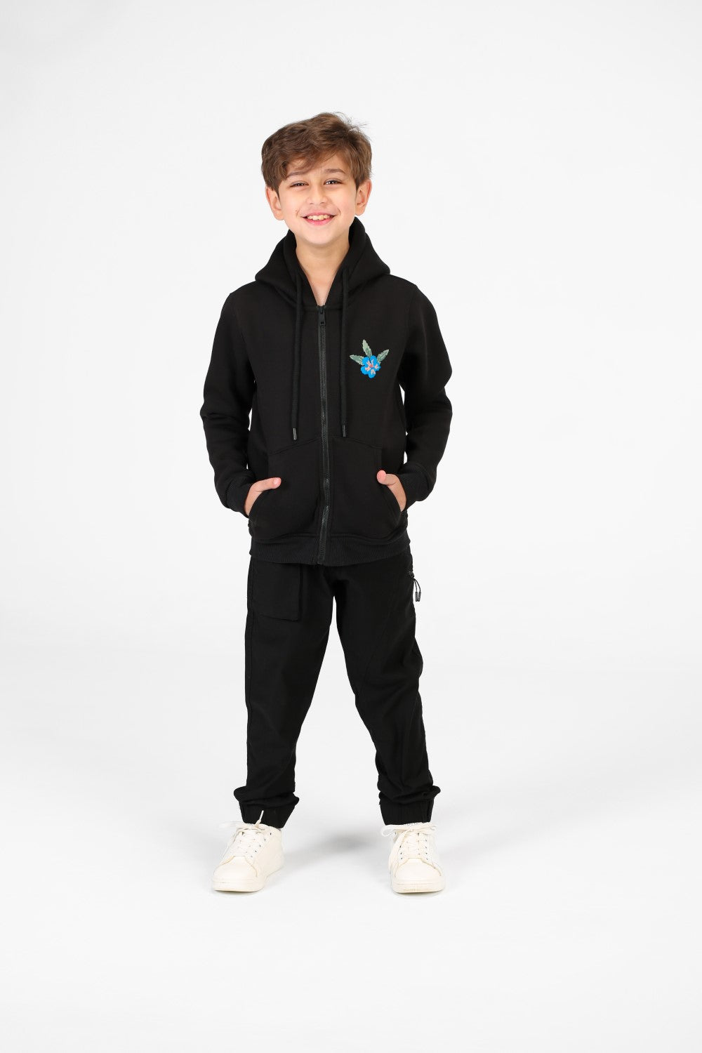 سويت شيرت للأولاد بسحاب مع طباعة أمامية وخلفية