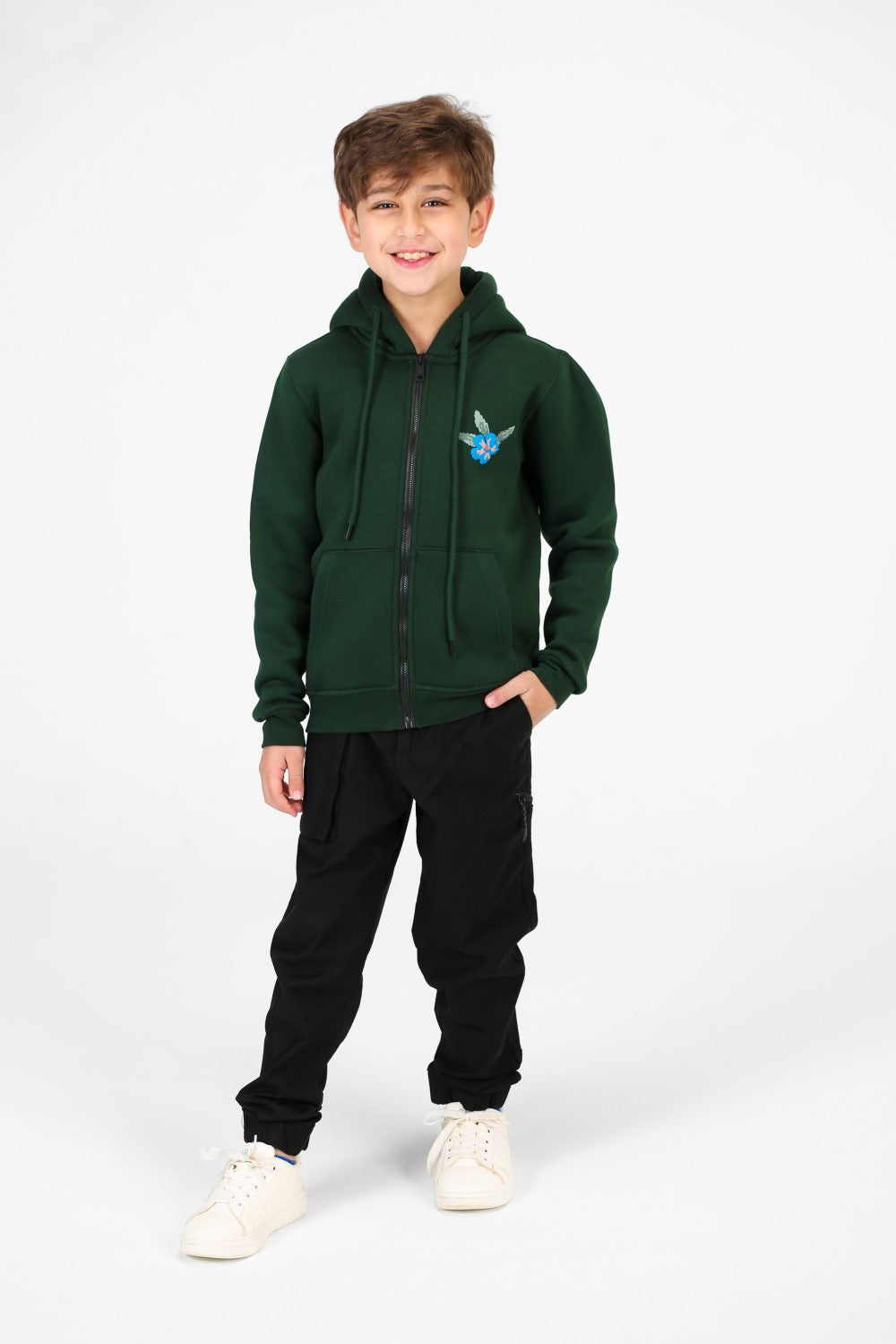 سويت شيرت للأولاد بسحاب مع طباعة أمامية وخلفية