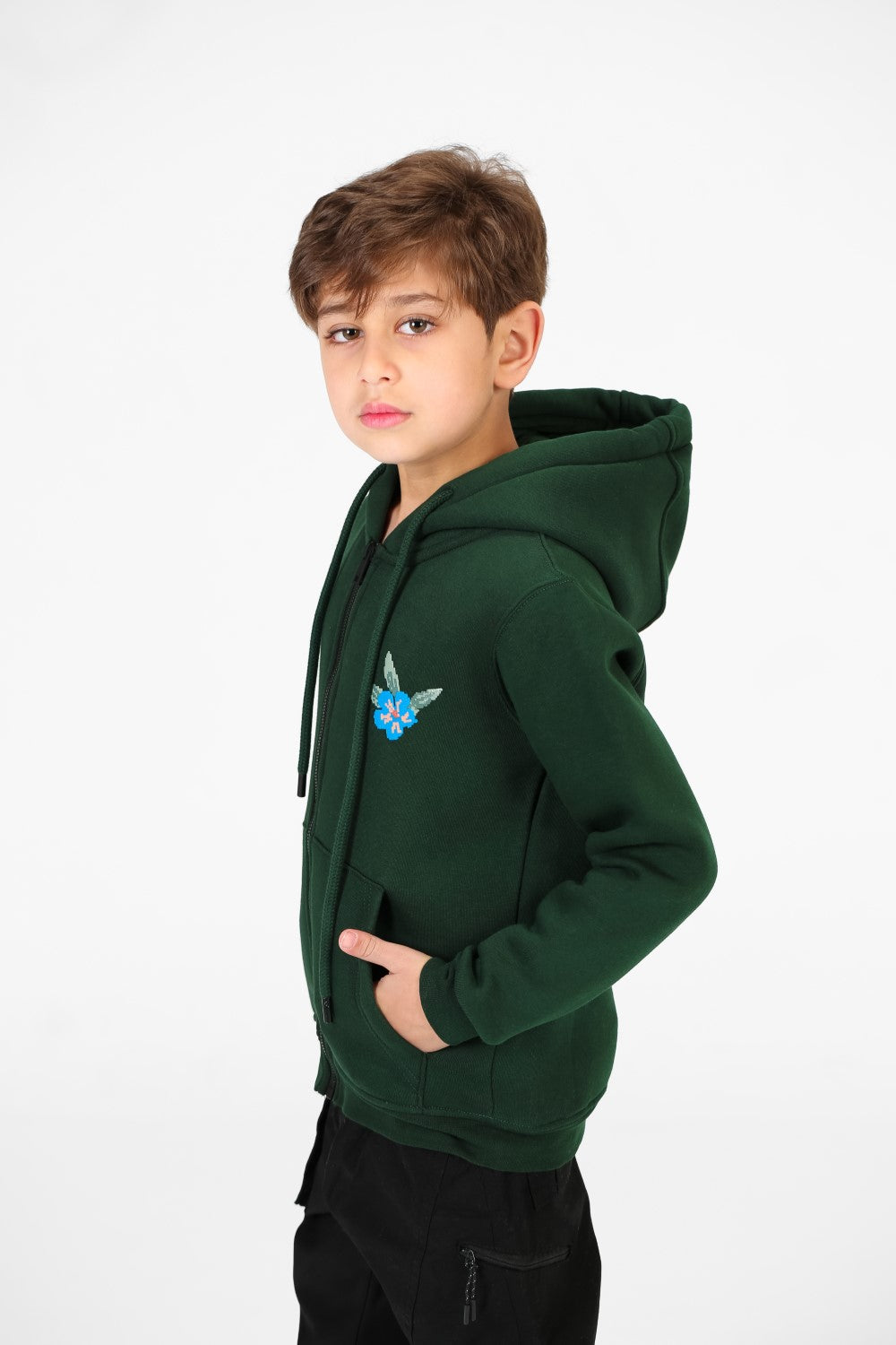 سويت شيرت للأولاد بسحاب مع طباعة أمامية وخلفية