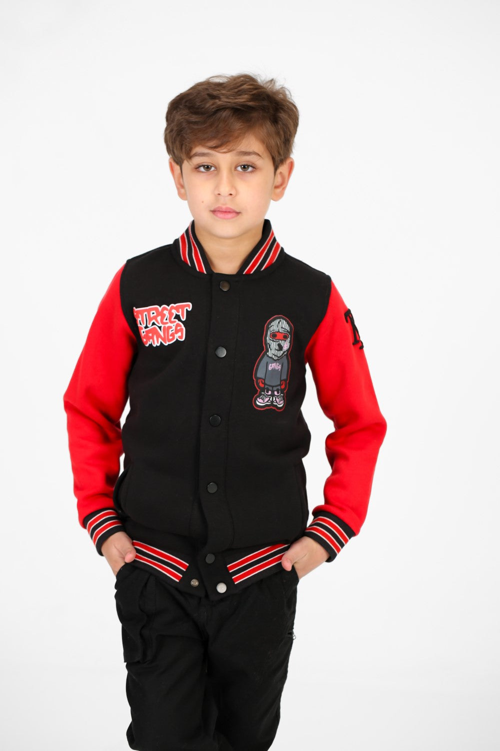 سويت شيرت بيسبول مطبوع بأكمام طويلة للأولاد