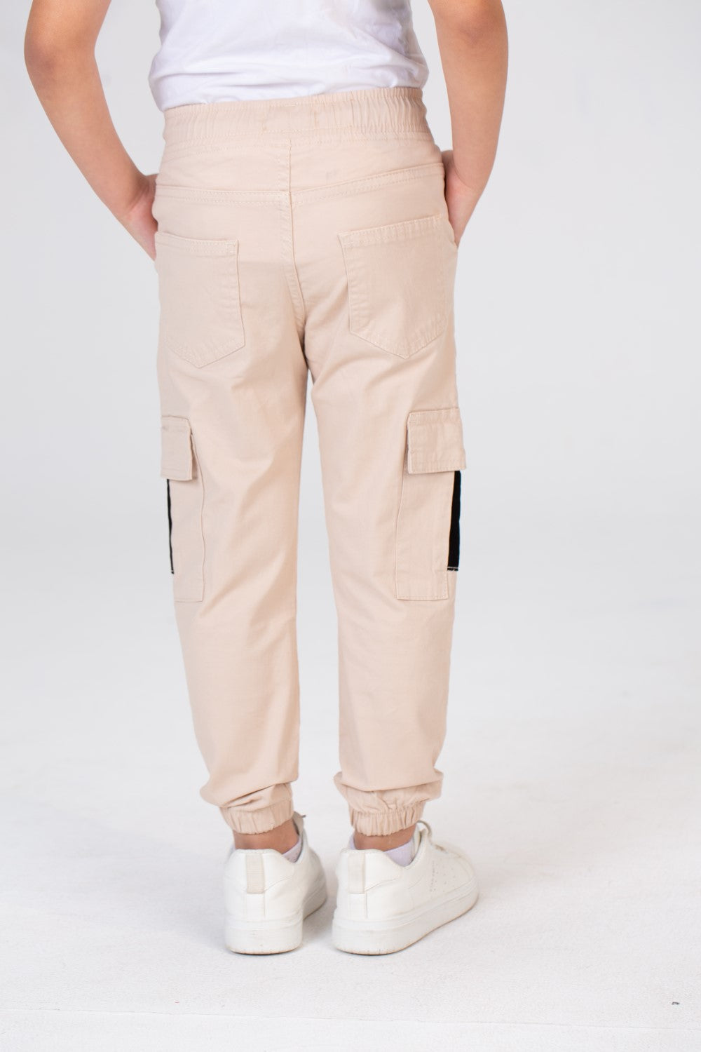 Boys Gabardine Sherwal Pants With Elastic Waist And Side Pockets