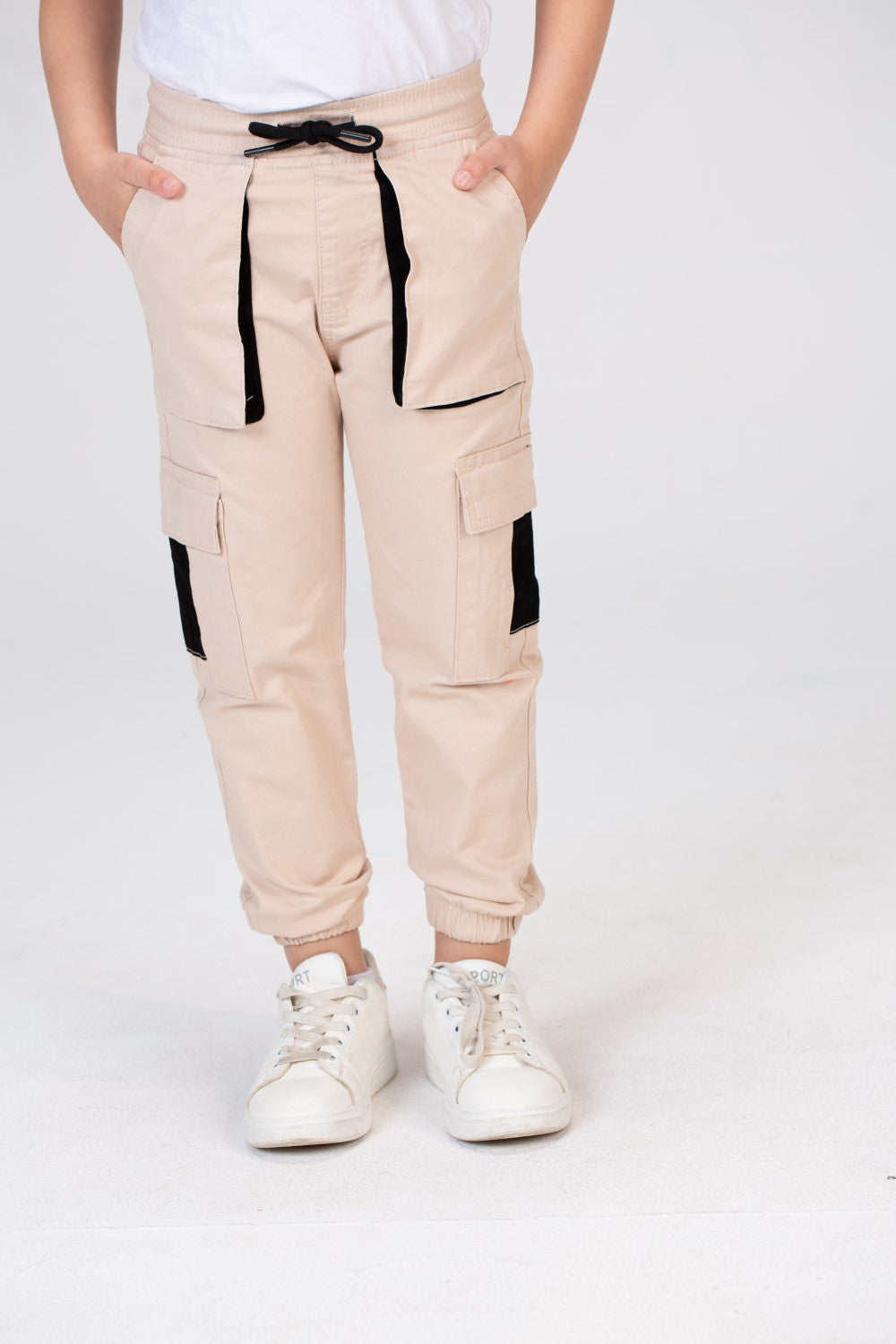 Boys Gabardine Sherwal Pants With Elastic Waist And Side Pockets