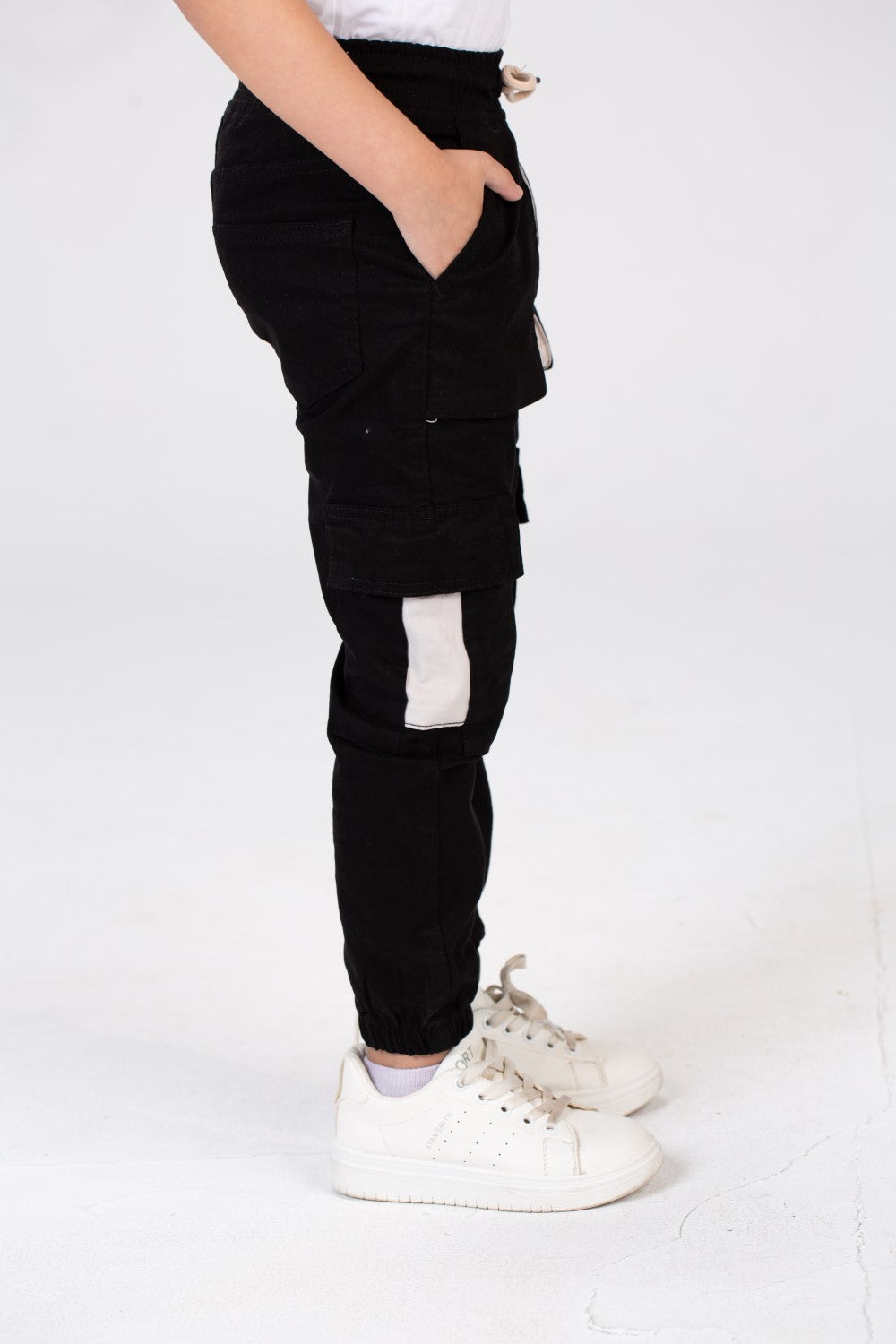 Boys Gabardine Sherwal Pants With Elastic Waist And Side Pockets