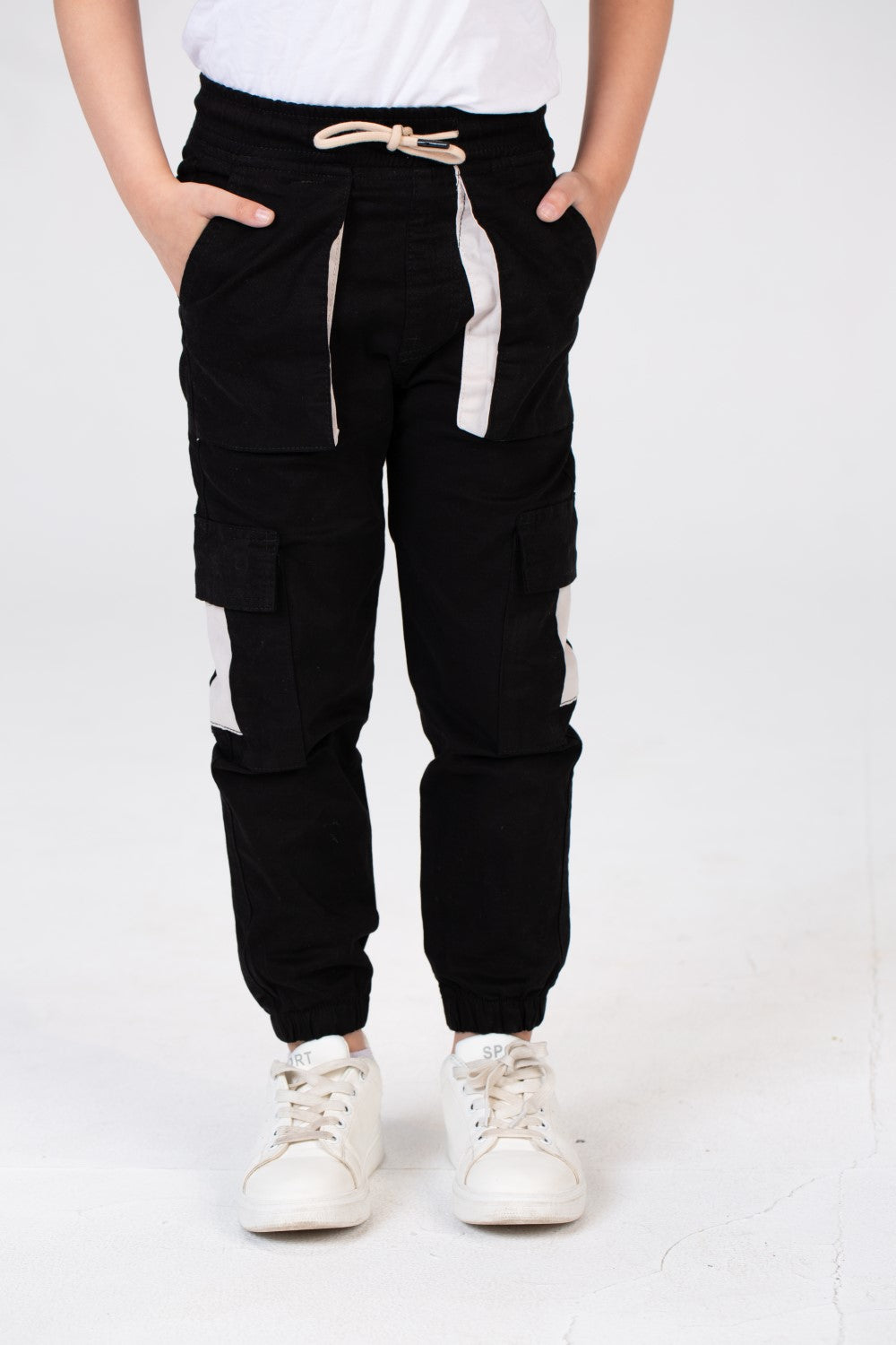 Boys Gabardine Sherwal Pants With Elastic Waist And Side Pockets