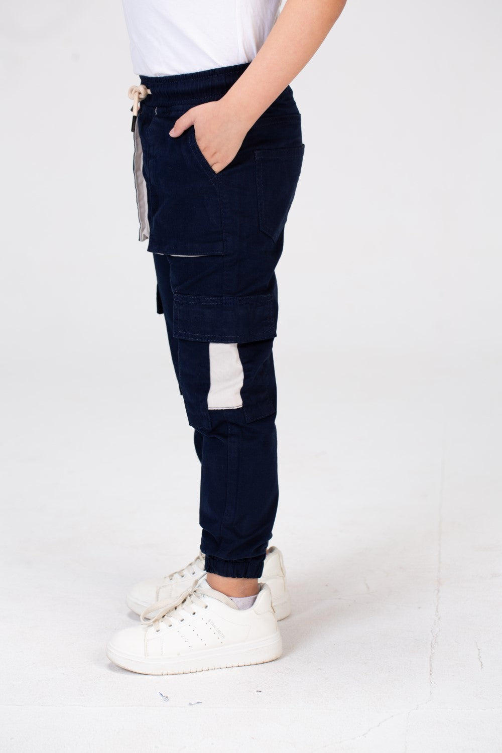 Boys Gabardine Sherwal Pants With Elastic Waist And Side Pockets