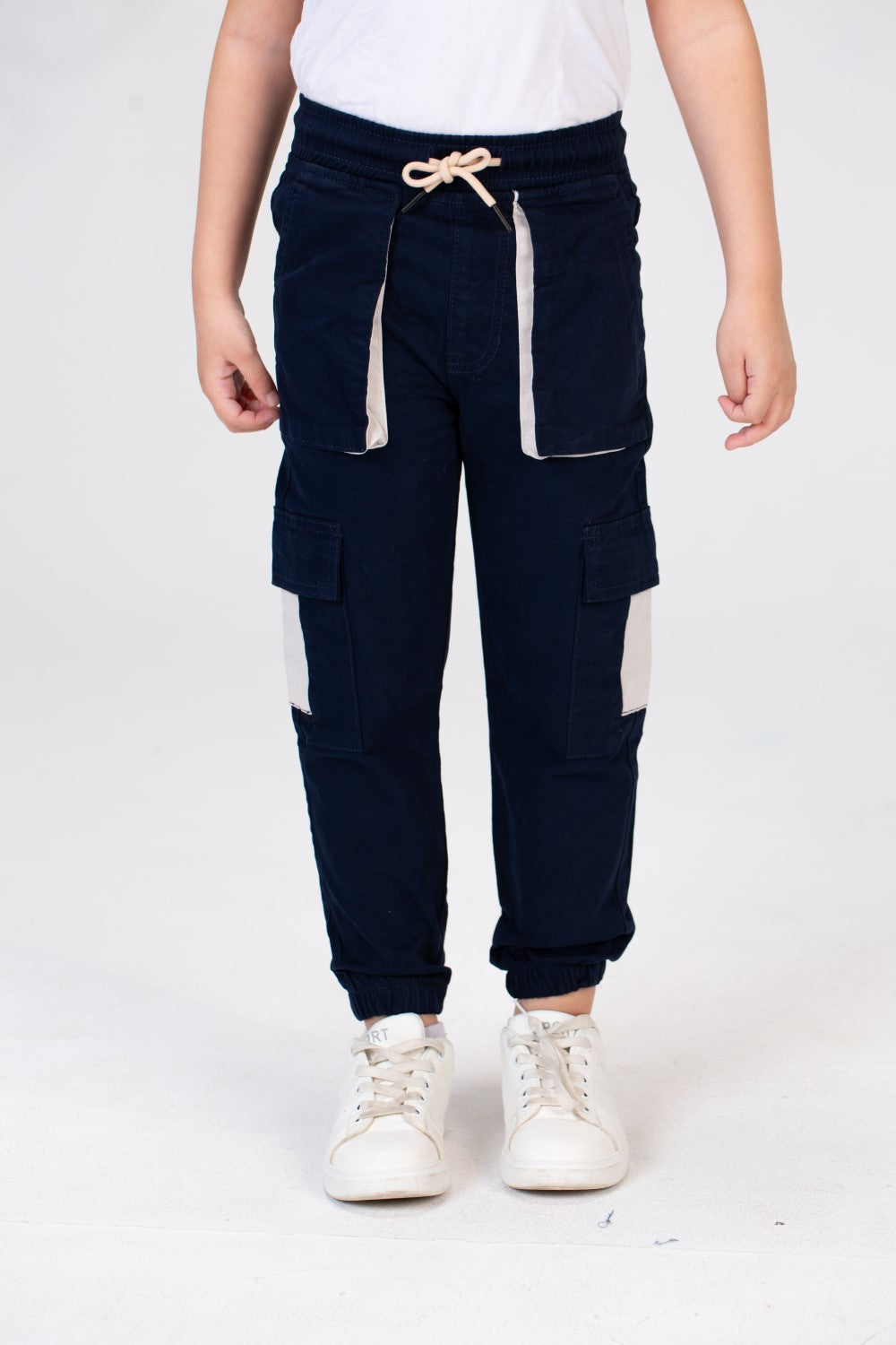 Boys Gabardine Sherwal Pants With Elastic Waist And Side Pockets