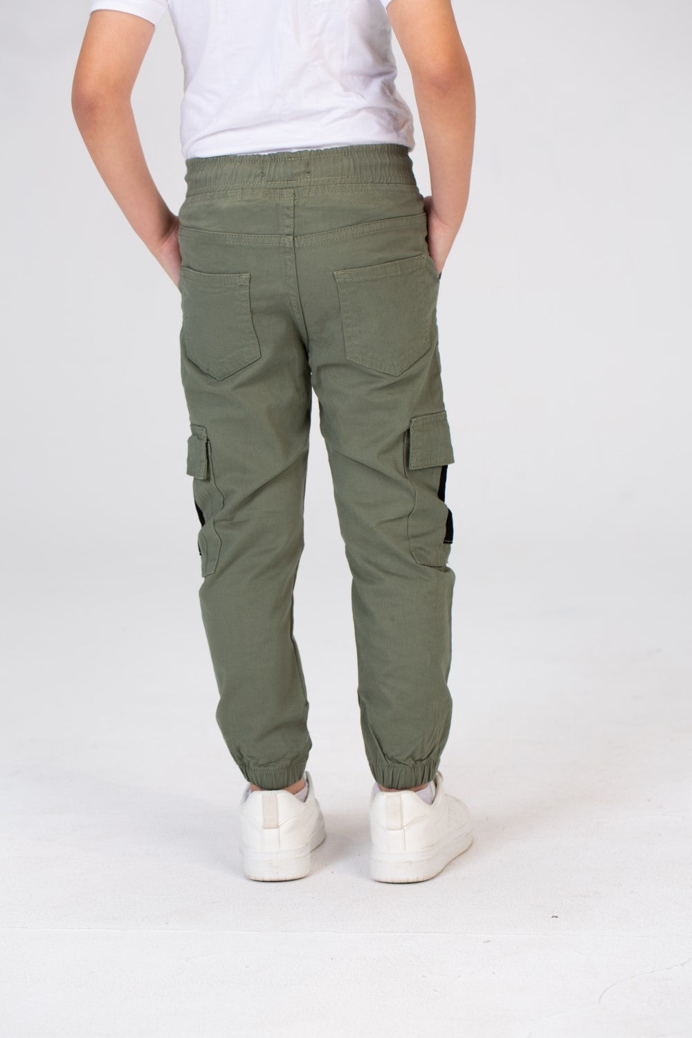 Boys Gabardine Sherwal Pants With Elastic Waist And Side Pockets