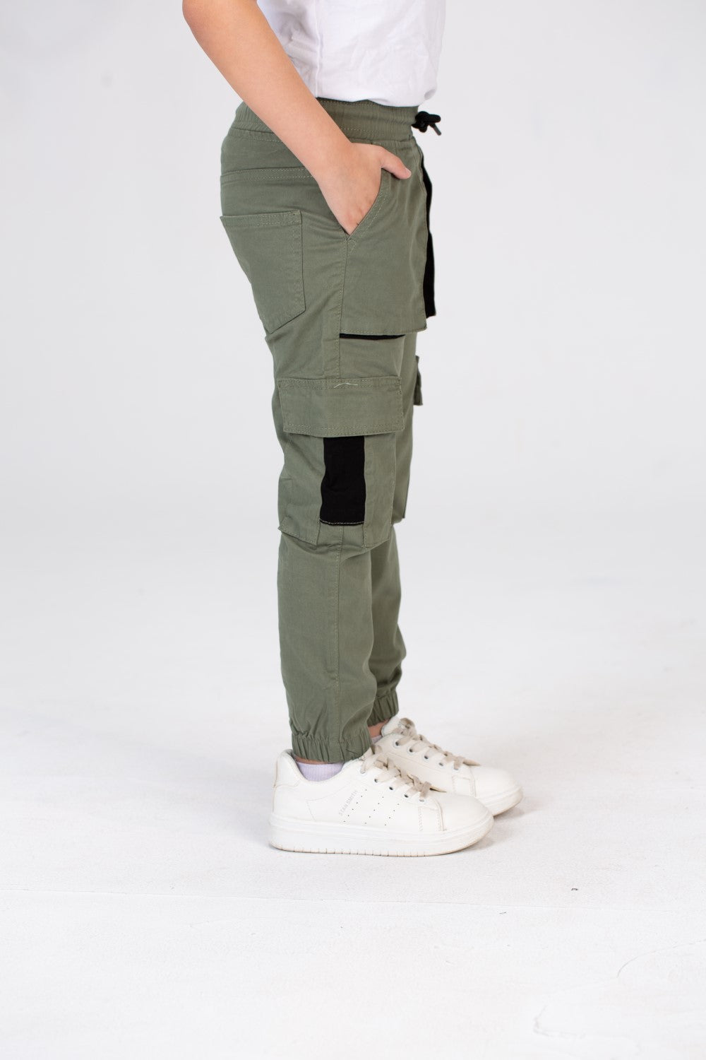 Boys Gabardine Sherwal Pants With Elastic Waist And Side Pockets