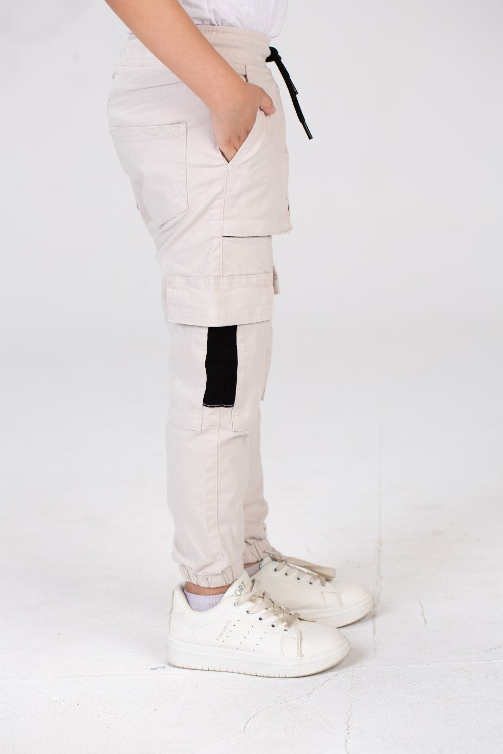 Boys Gabardine Sherwal Pants With Elastic Waist And Side Pockets