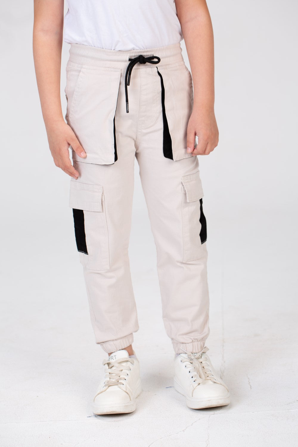 Boys Gabardine Sherwal Pants With Elastic Waist And Side Pockets