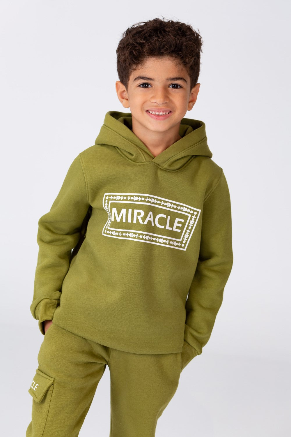Boy's Winter Hoodie And Sweatpants Printed Training Suit In Milton Material