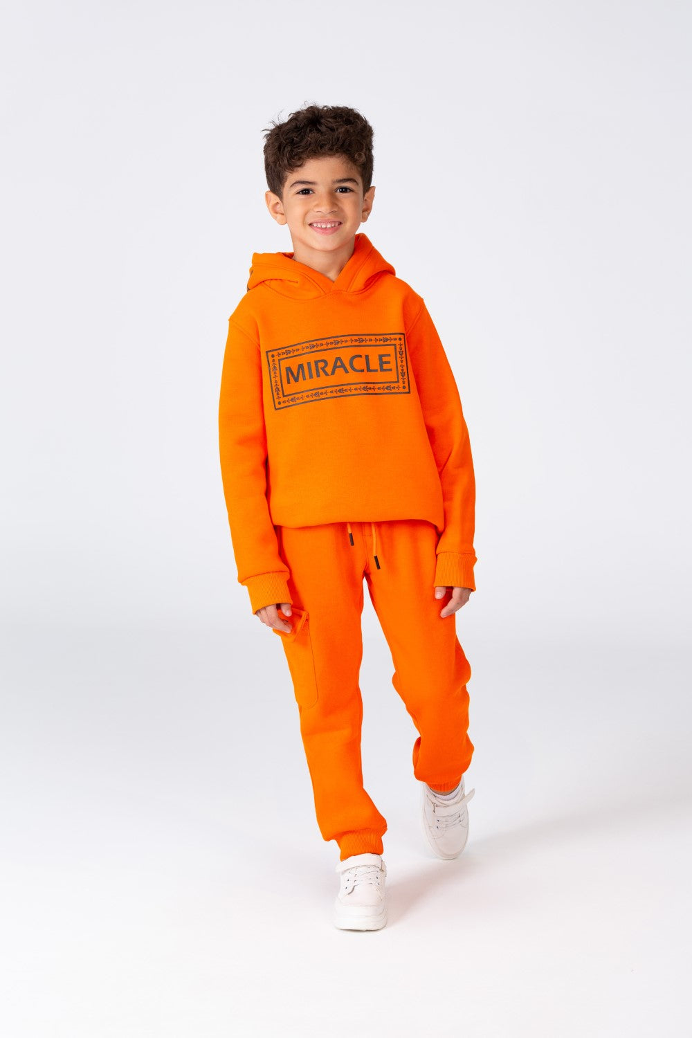 Boy's Winter Hoodie And Sweatpants Printed Training Suit In Milton Material