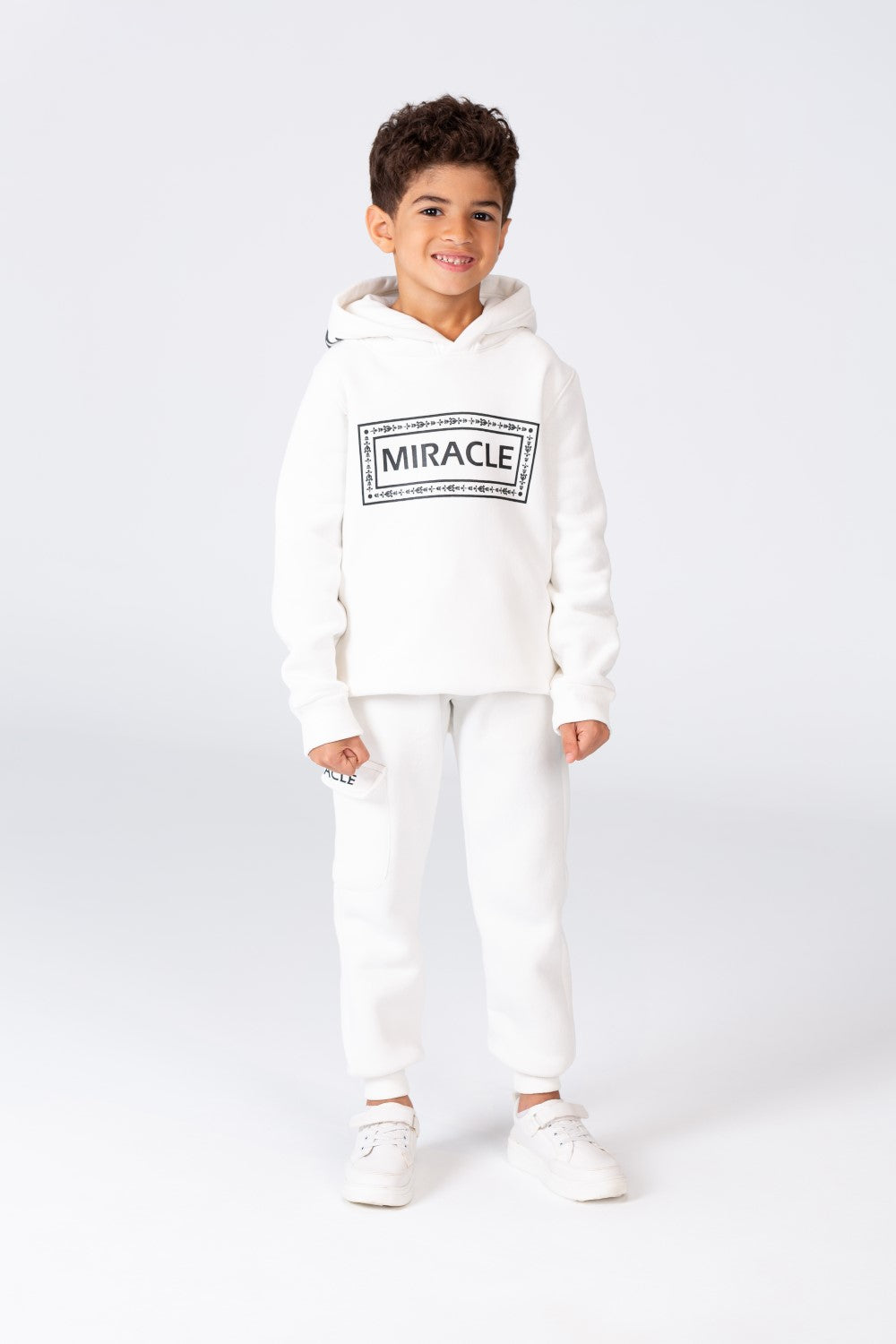 Boy's Winter Hoodie And Sweatpants Printed Training Suit In Milton Material