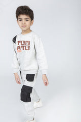 Boy's Padded Printed Made Of Soft Melton Front Pocket Pants Training Suit