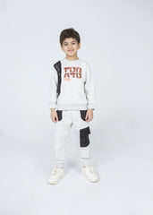 Boy's Padded Printed Made Of Soft Melton Front Pocket Pants Training Suit