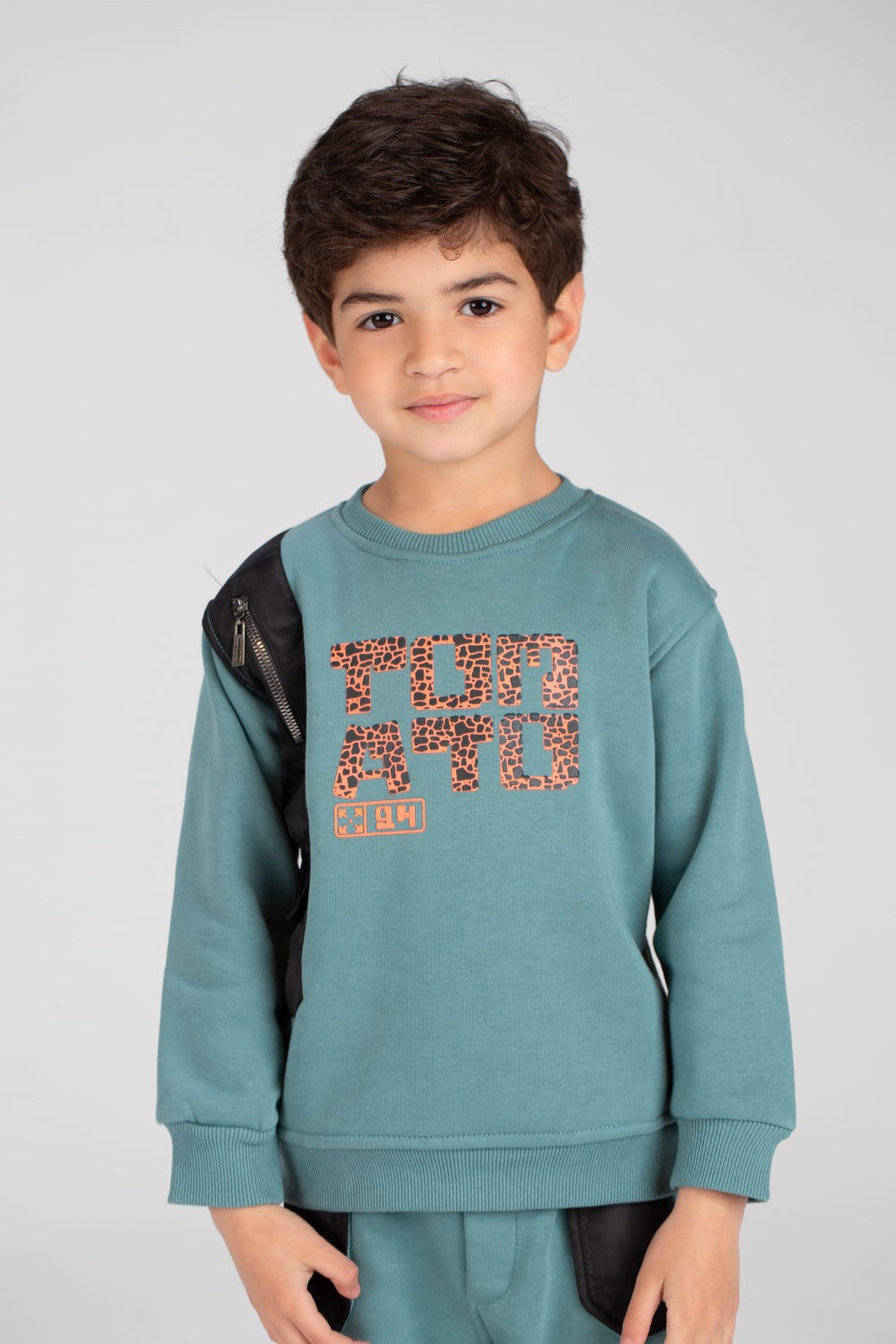 Boy's Padded Printed Made Of Soft Melton Front Pocket Pants Training Suit