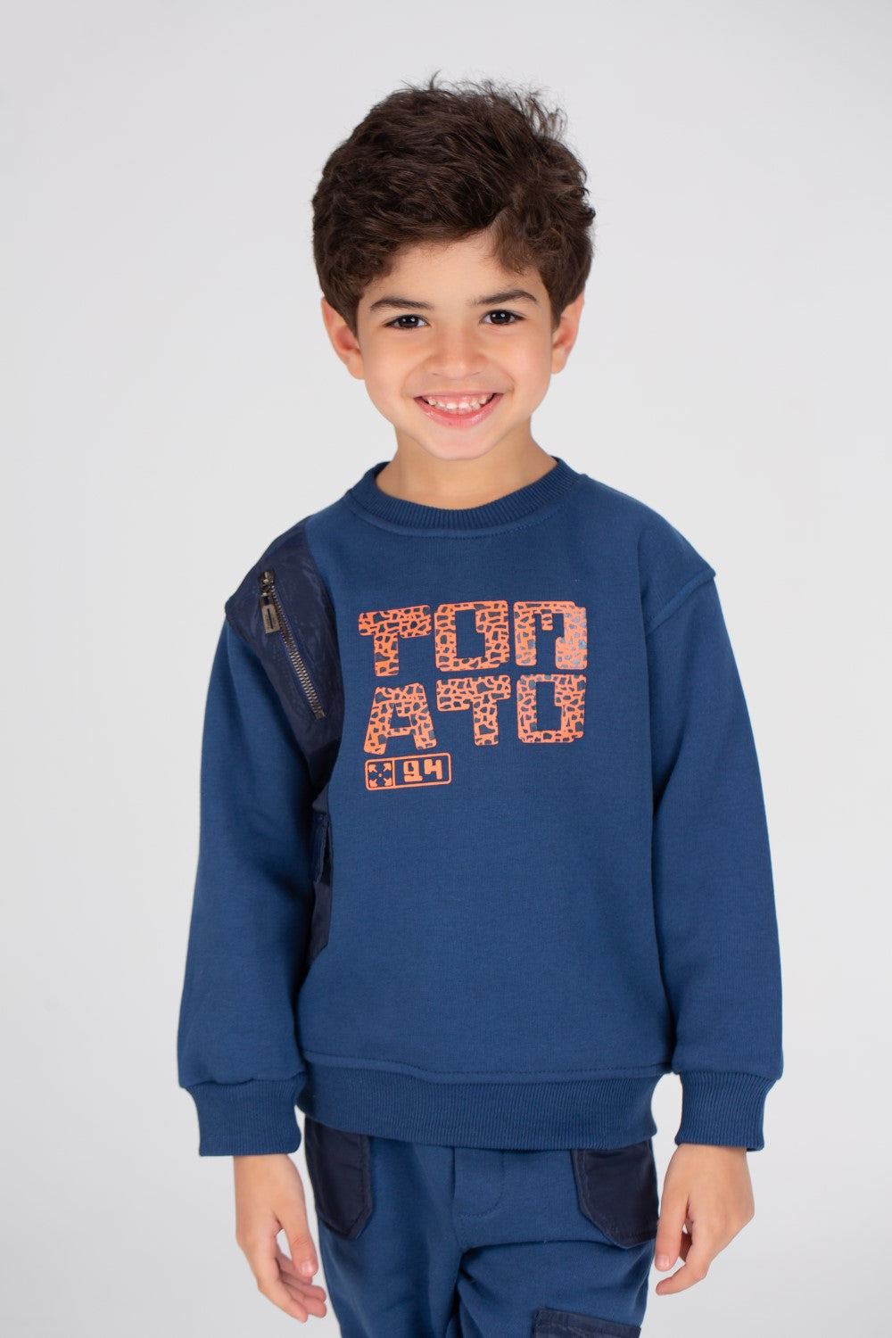 Boy's Padded Printed Made Of Soft Melton Front Pocket Pants Training Suit