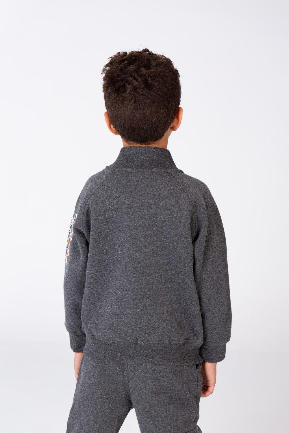 Boy's Padded Front & Sleeves Printed Made Of Comfort Melton Training Suit With Front Pockets