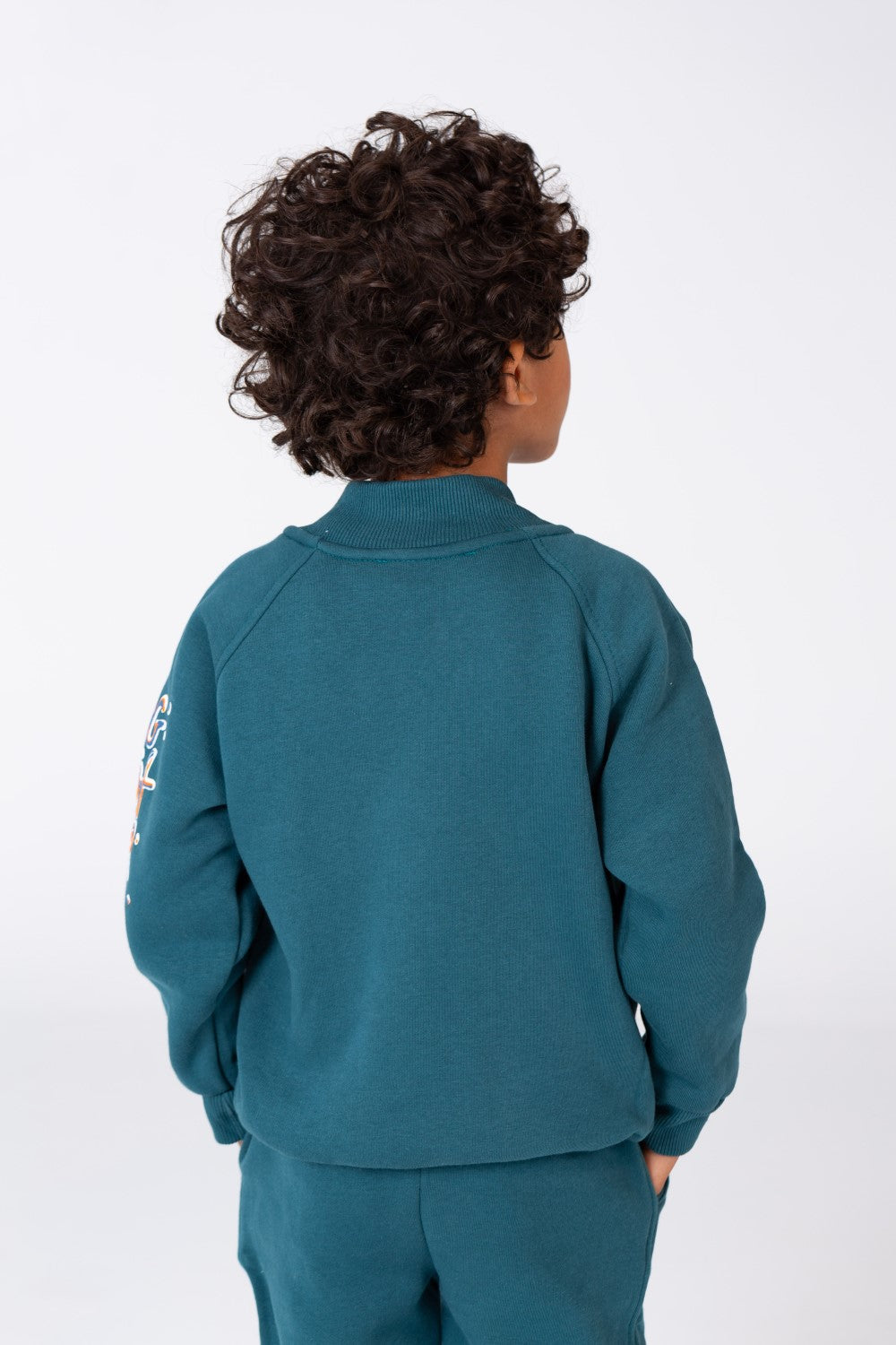 Boy's Padded Front & Sleeves Printed Made Of Comfort Melton Training Suit With Front Pockets