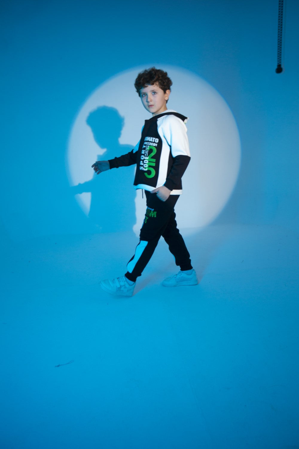 Boy's Padded Front & Sleeves Printed Made Of Soft Melton Hooded Training Suit