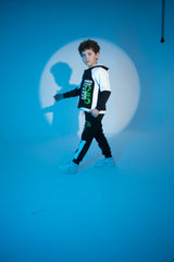 Boy's Padded Front & Sleeves Printed Made Of Soft Melton Hooded Training Suit