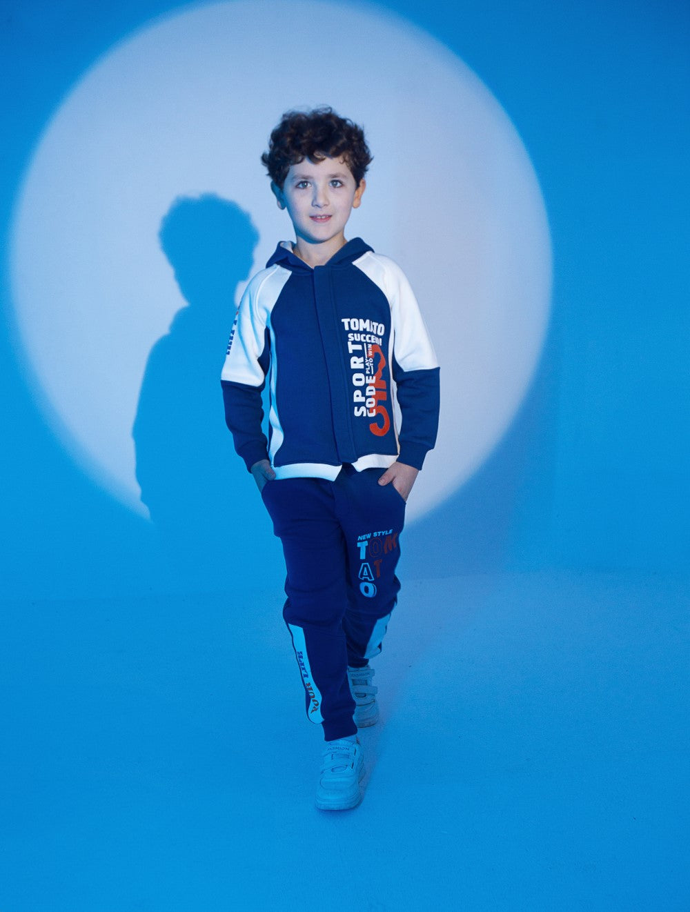 Boy's Padded Front & Sleeves Printed Made Of Soft Melton Hooded Training Suit