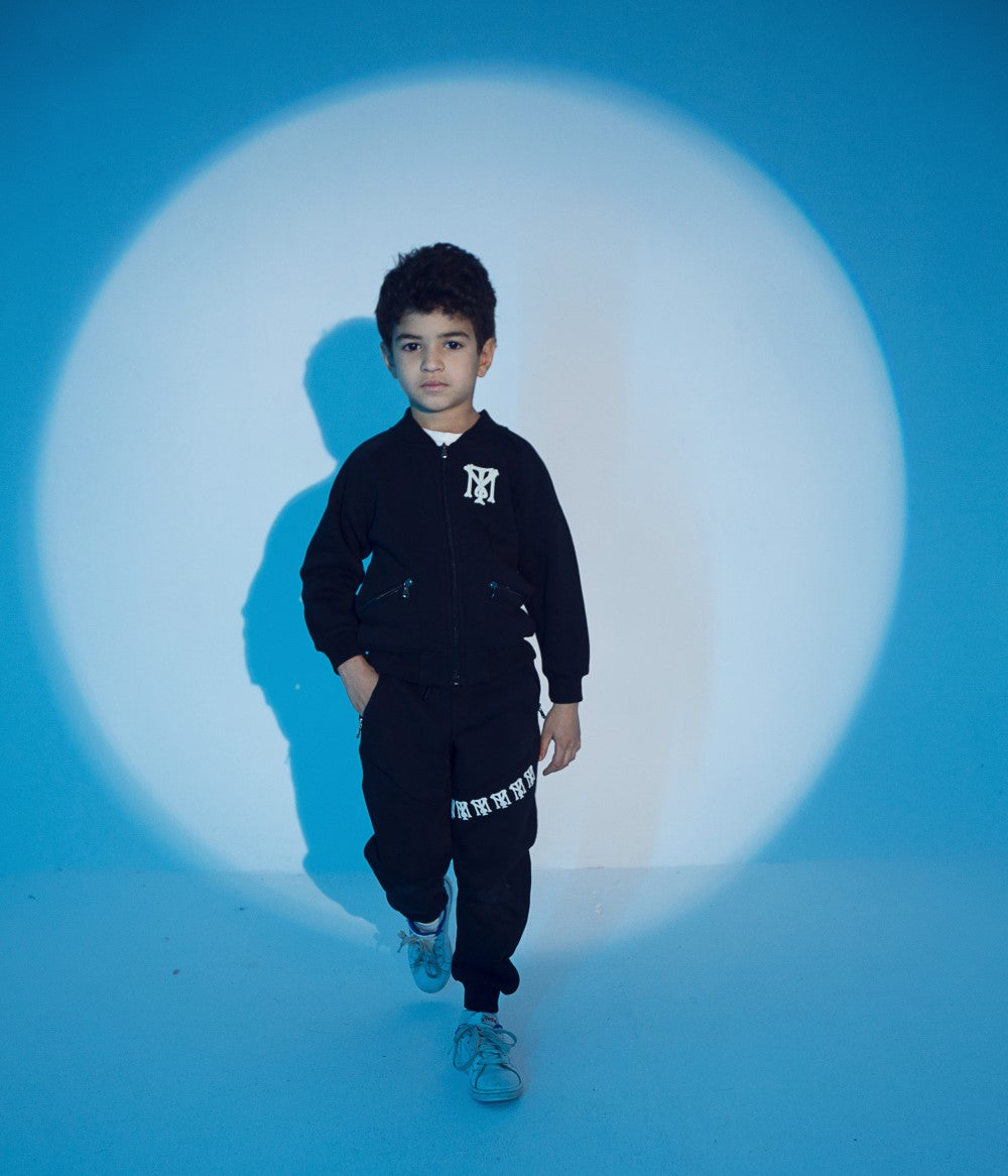 Boy's Padded Front Printed Made Of Comfort Melton Training Suit