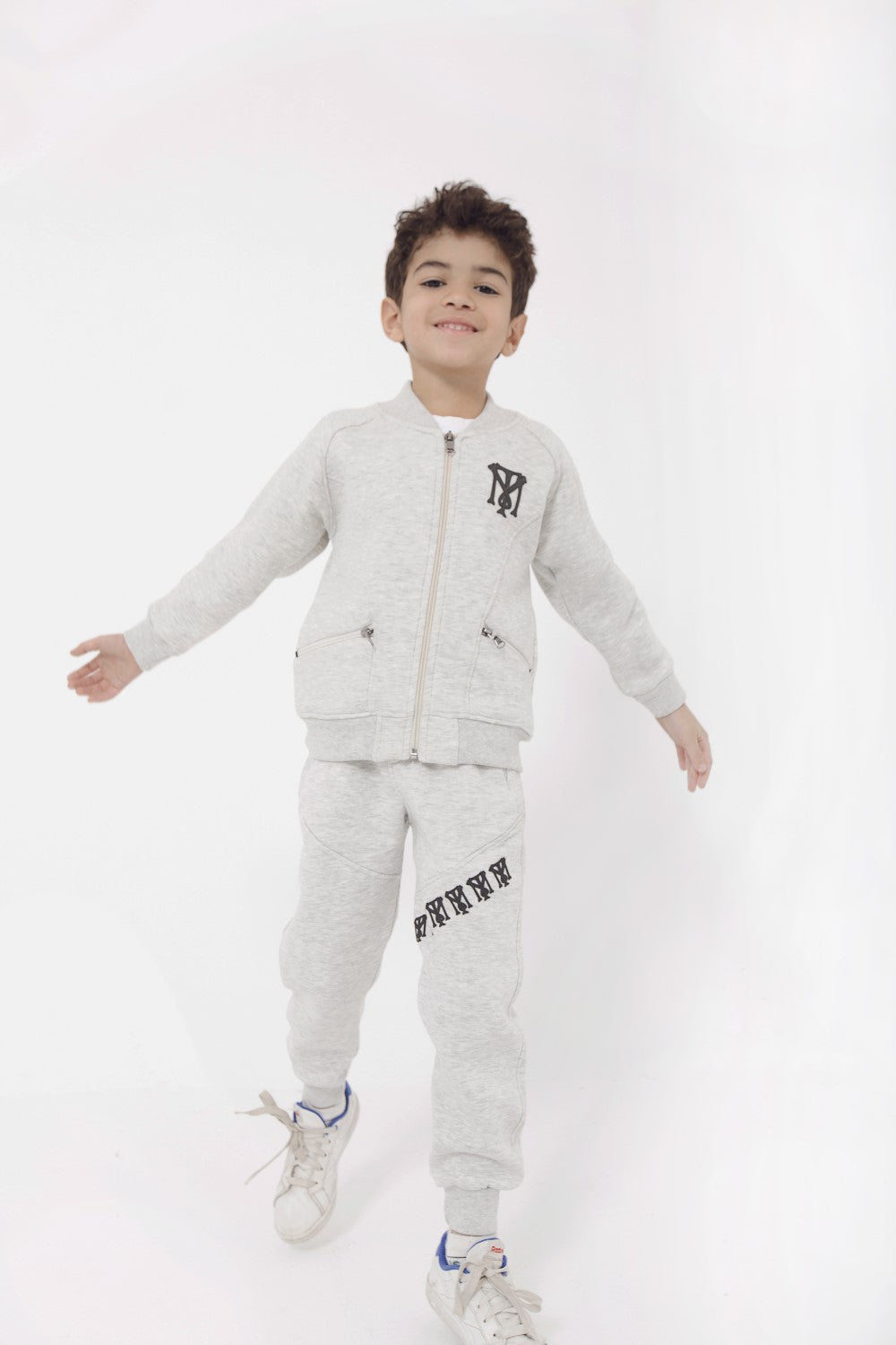 Boy's Padded Front Printed Made Of Comfort Melton Training Suit