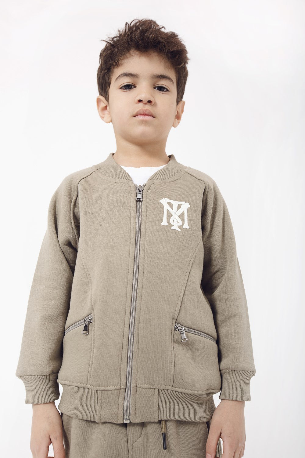 Boy's Padded Front Printed Made Of Comfort Melton Training Suit