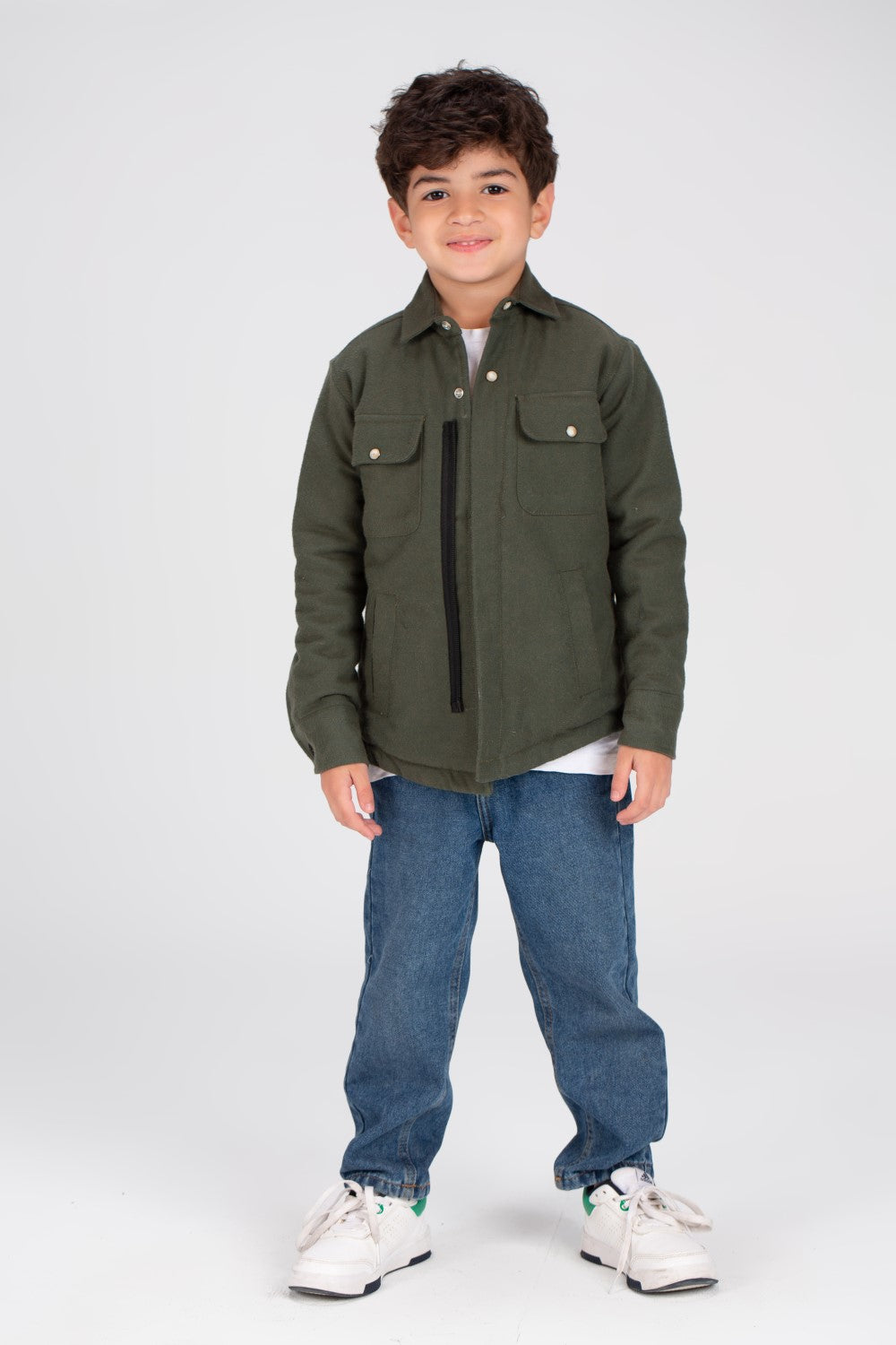 Boy's Regular Fit Soft Wool Front Pockets Shirt
