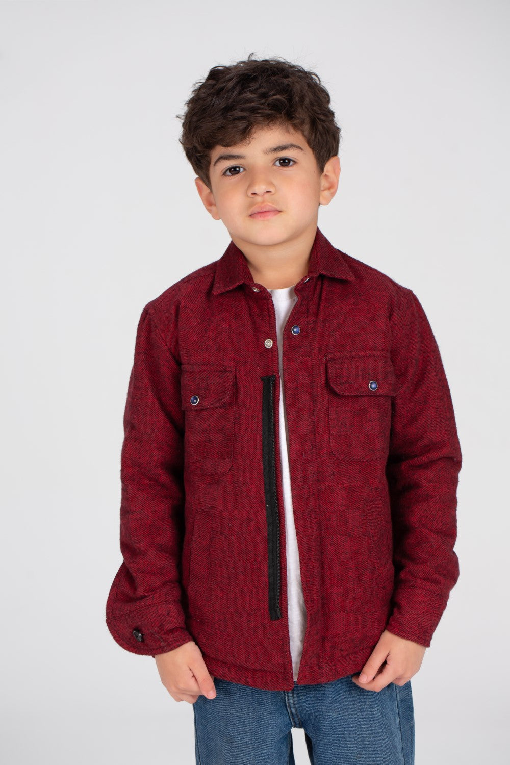 Boy's Regular Fit Soft Wool Front Pockets Shirt