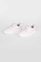 Girl's Flat Sole Faux Leather Multi Color Sneaker