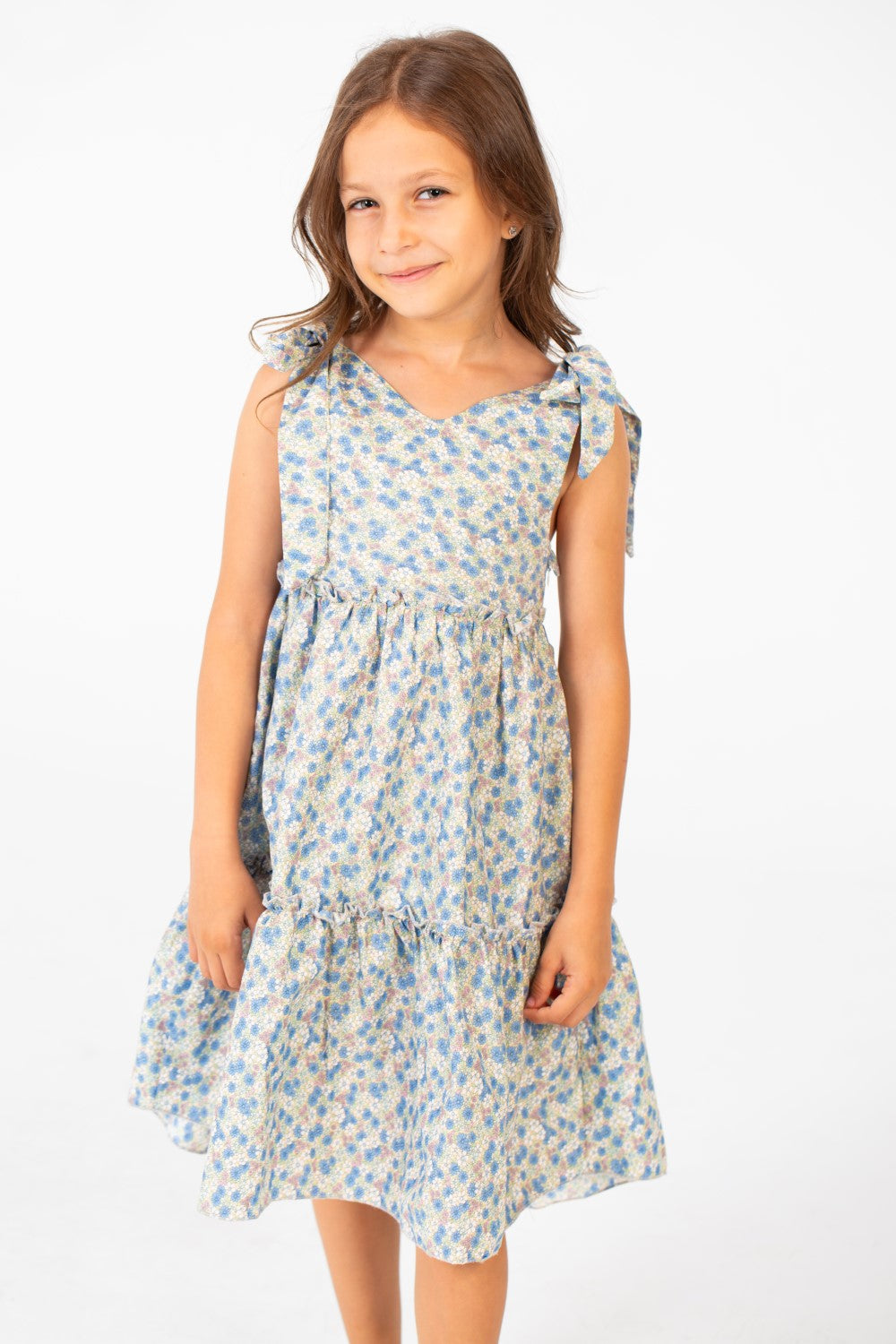 Girl's Casual Layered Cut Dress With Full Floral Print In High Quality Material