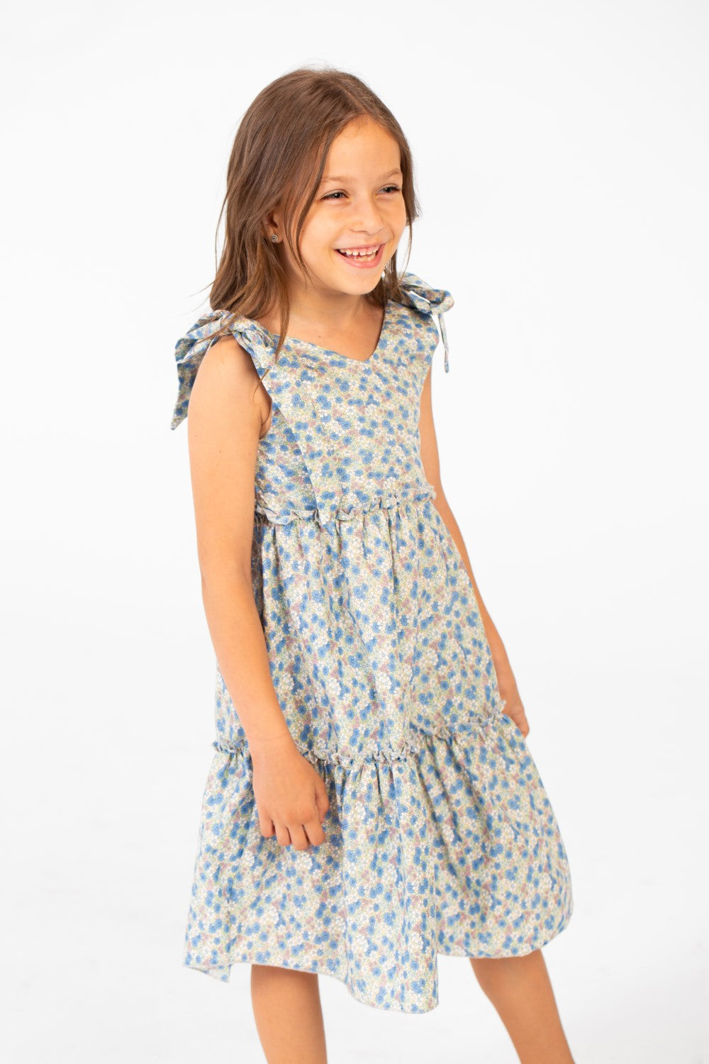 Girl's Casual Layered Cut Dress With Full Floral Print In High Quality Material