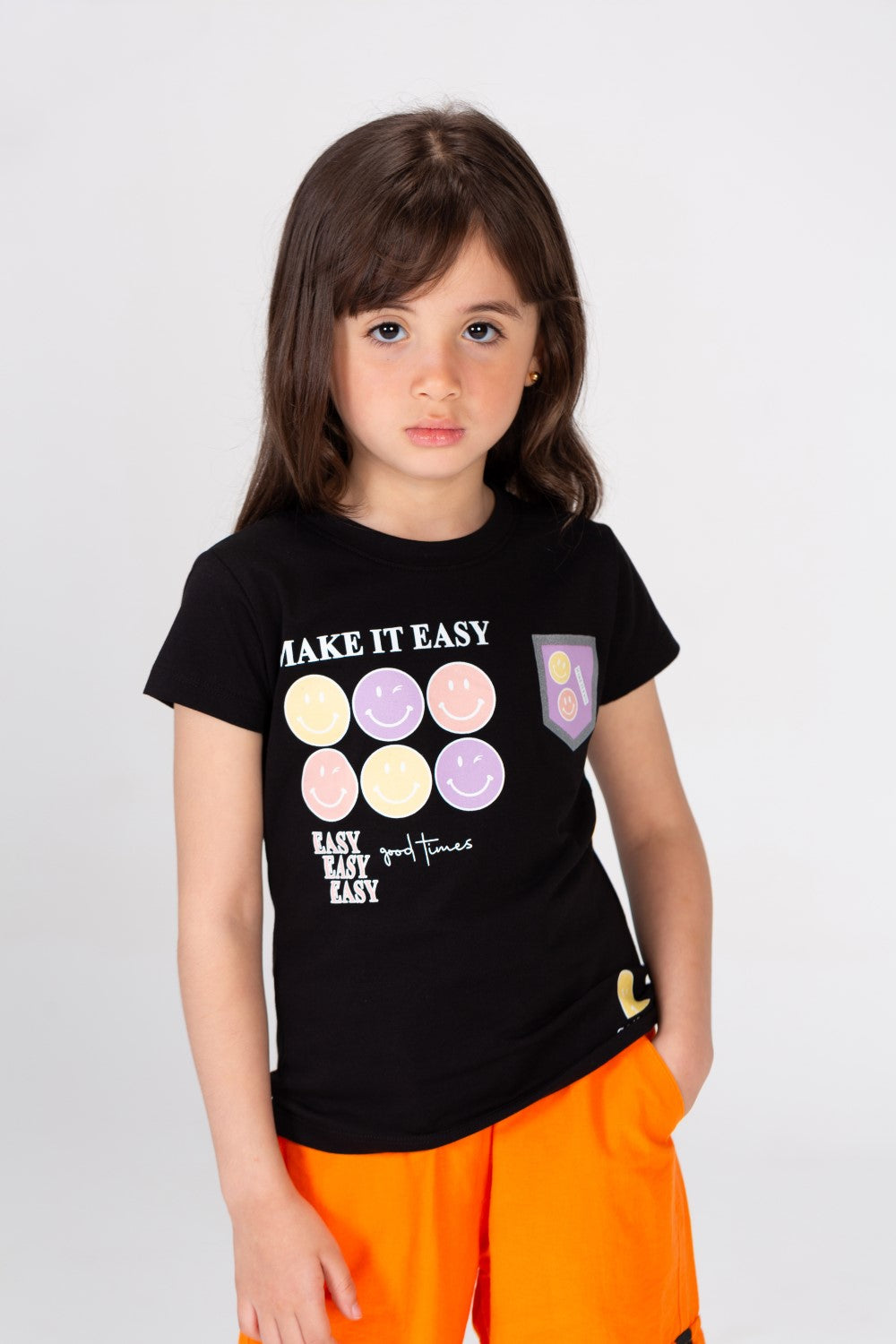 Girl's Emojis Cotton Short Sleeve T-Shirt