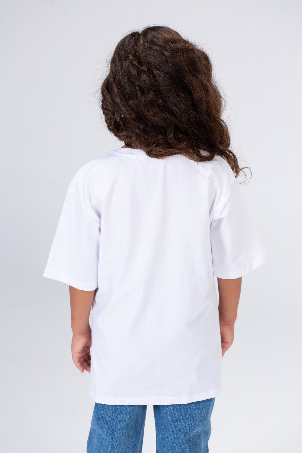 Girls Round Wide Cut Short Sleeved Printed T-shirt