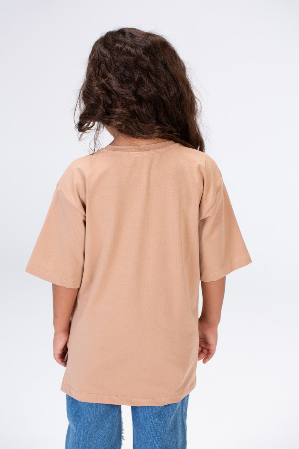 Girls Round Wide Cut Short Sleeved Printed T-shirt