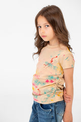 تي شيرت صيفي للبنات بأكمام قصيرة ورقبة مستديرة وطبعة ألوان ميلتون