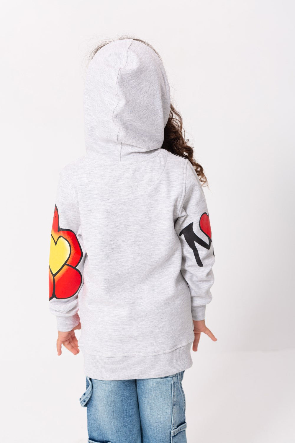 Girl's Hoodie Long Sleeves Front & Sleeves Printed Padded Sweatshirt