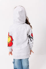 Girl's Hoodie Long Sleeves Front & Sleeves Printed Padded Sweatshirt
