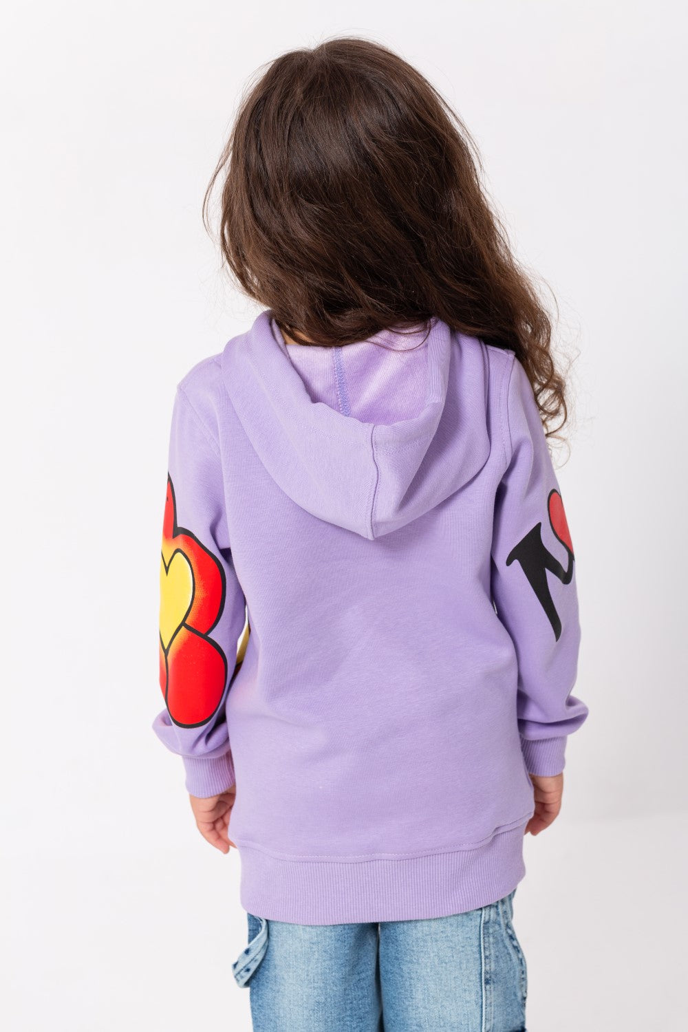 Girl's Hoodie Long Sleeves Front & Sleeves Printed Padded Sweatshirt